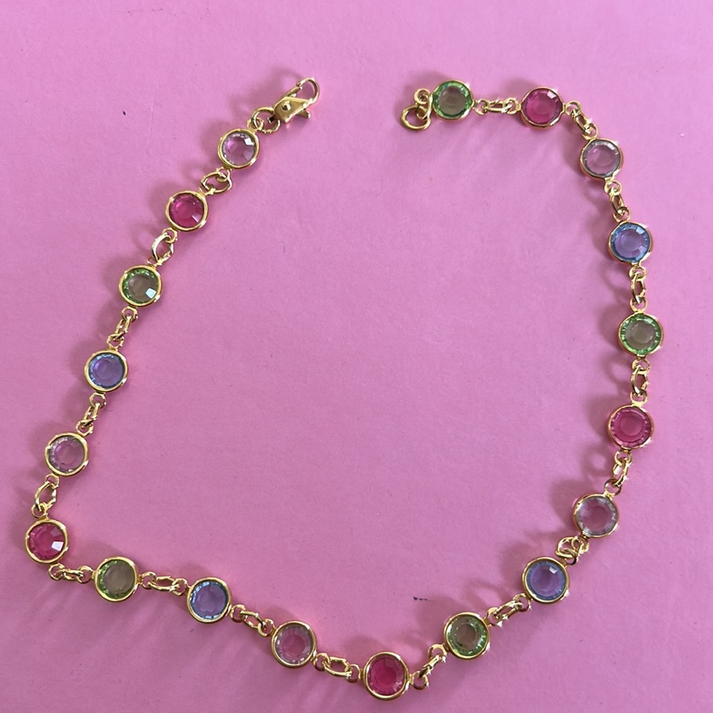 Multi gemstone colored anklet - Picture 2 of 3